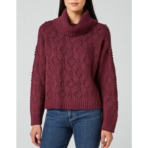 LOFT Bobble Turtleneck Pullover Sweater Burgundy Maroon XL